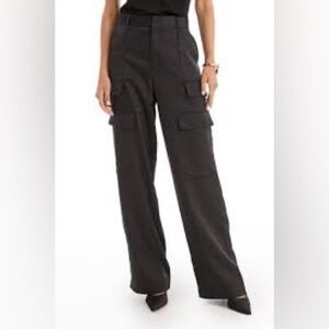 MILAN SATIN CARGO PANT Cocktail Holiday Evening Modern Streetwear BLACK Size 4